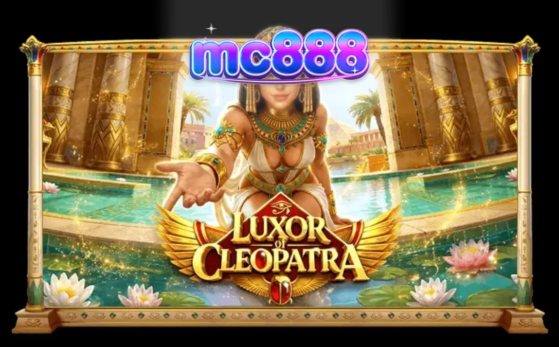Tampilan visual slot Luxor of Cleopatra dengan simbol emas dan latar belakang istana Mesir